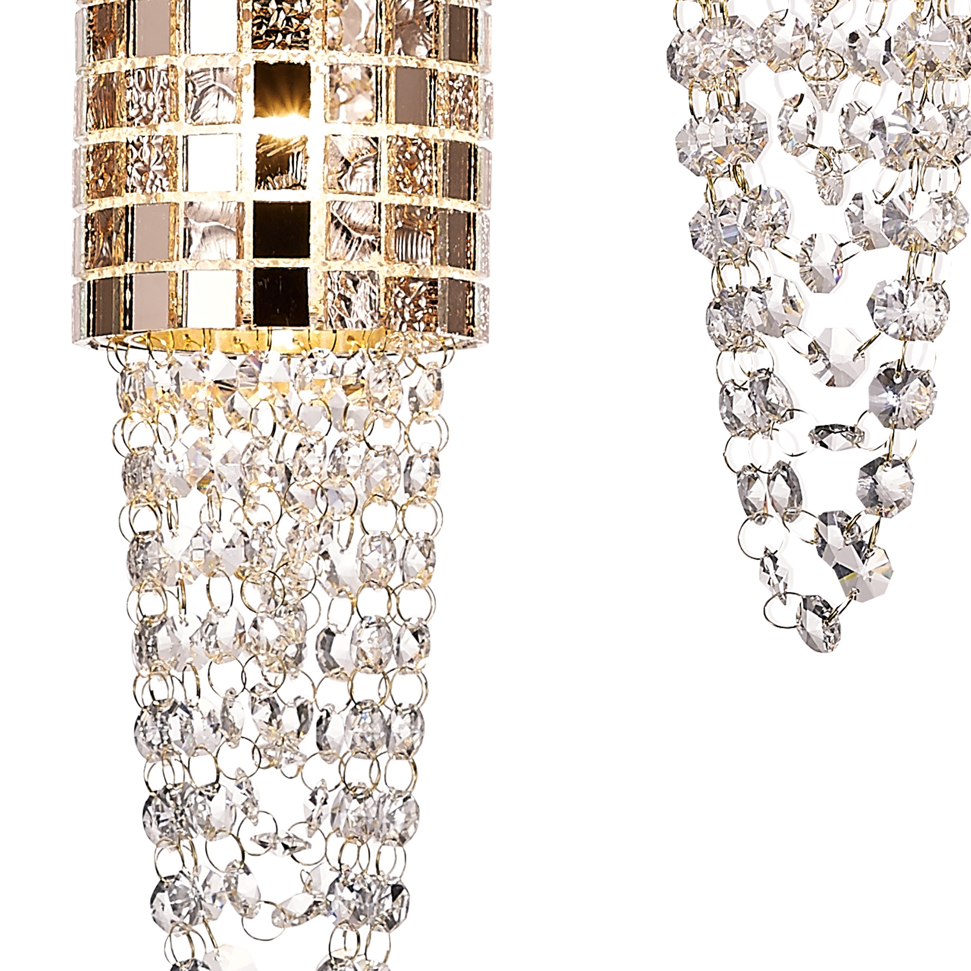 Camden Rose Gold Crystal Ceiling Lights Diyas Multiple Crystal Pendants